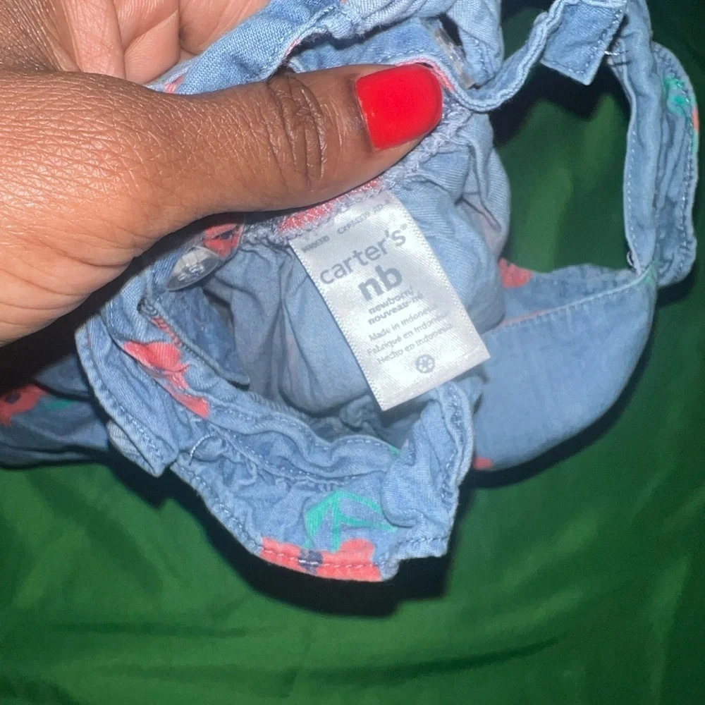 Carter's Denim Dress with Pink Floral Accents Newborn